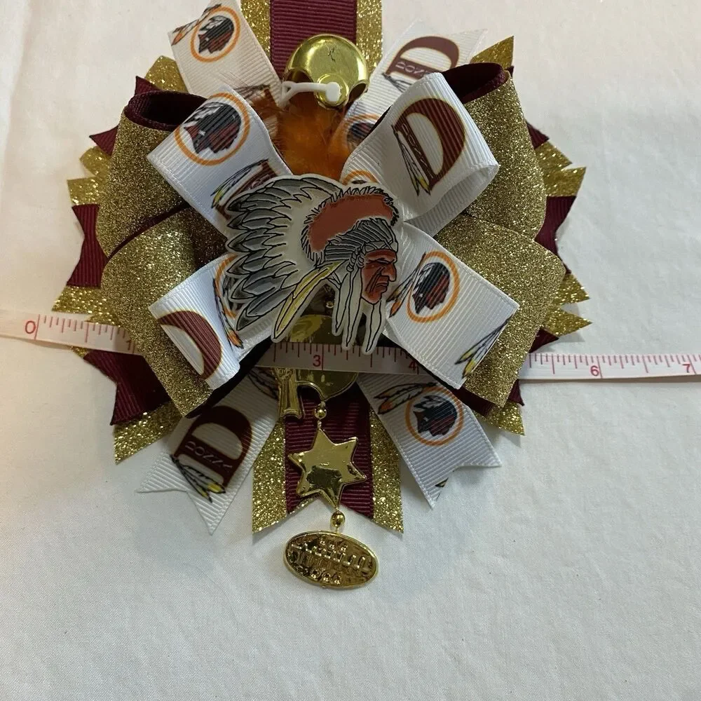 Redsking hair bow homemade multilayered bling glitter gold red